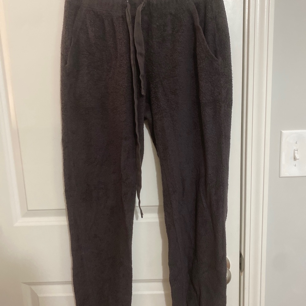 aerie fuzzy brown sweatpants